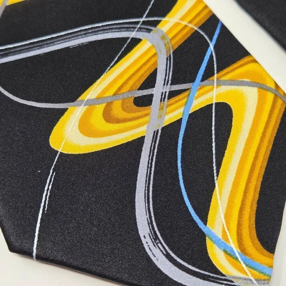 J JERRY GARCIA SILK TIE HAPPY BIRTHDAY BLACK GOLD COLLECTION 62 3.5